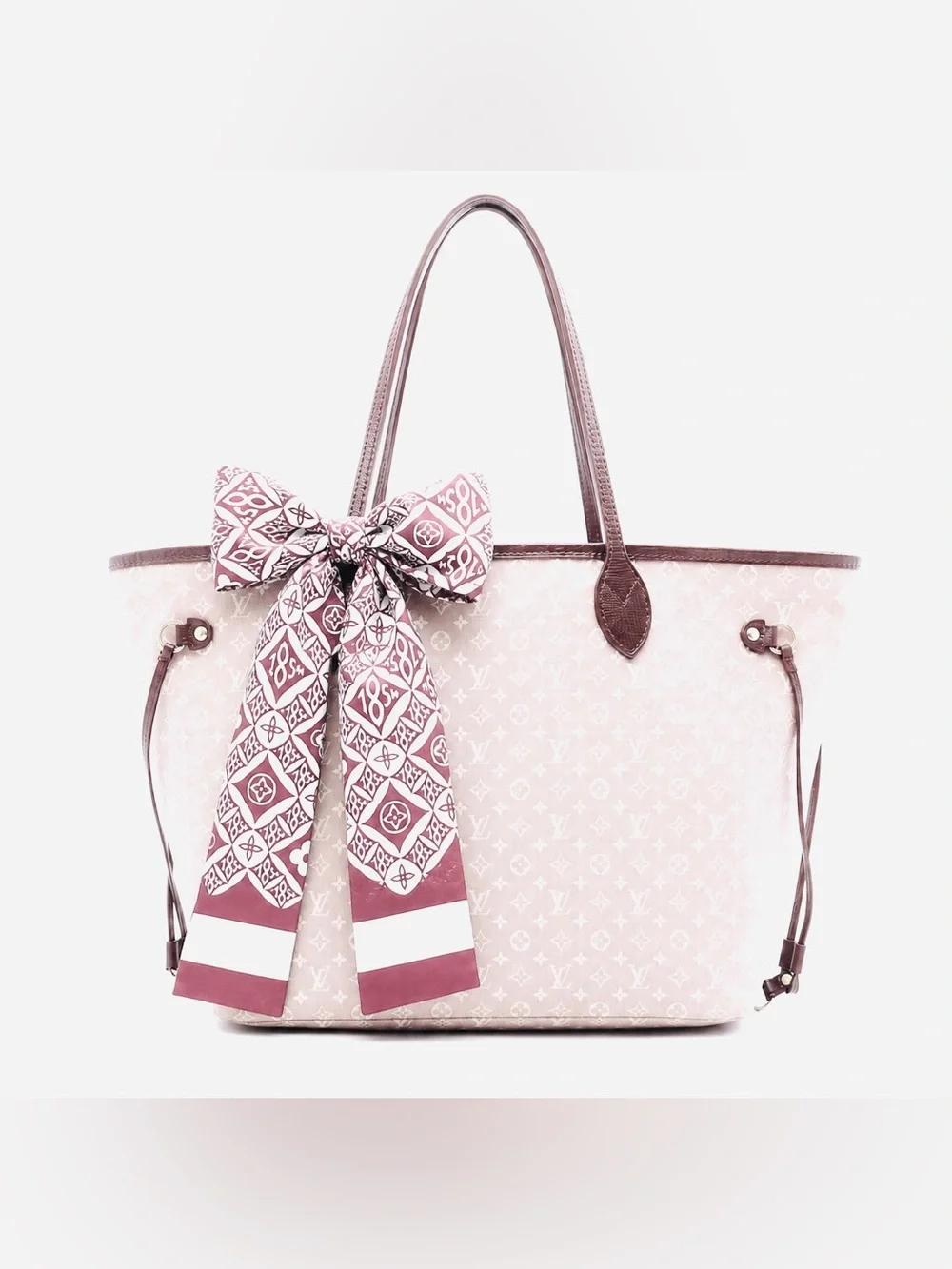 1854 Twilly Scarf Burgundy & White Monogram Print | Multi-Way Styling Accessory